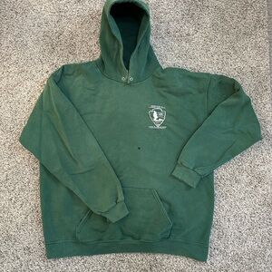 Vintage 90’s Distressed Green Men's Hooded Pullover Sweatshirt
